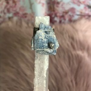 Blue Kyanite & Pyrite Crystal Ring